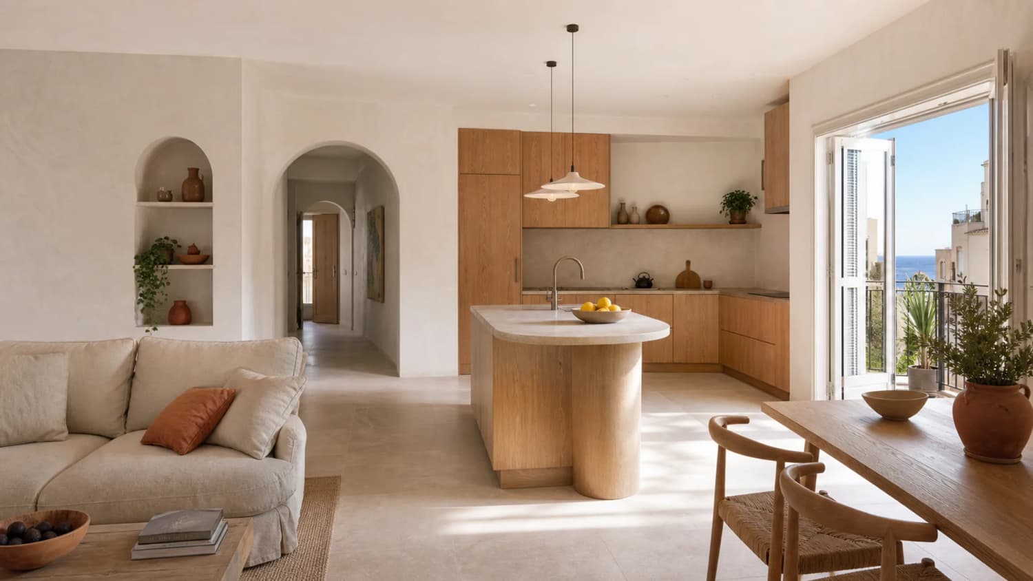 Interior mediterráneo preparado para una venta